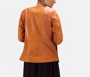 Ensemble de rue personnalisé manches longues automne hiver veste en cuir véritable vêtements d'extérieur dame décontracté revers veste en cuir PU pardessus - Product Image 4