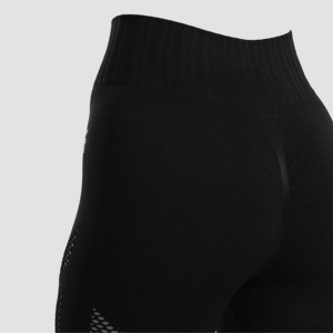 Shorts de Moda de Cintura Alta para Mujer, de Cuero PU, Transpirables, con Logotipo Deportivo, Color Negro, Efecto Push-Up - Product Image 4