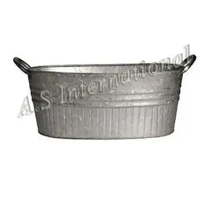 Wholesale Cheap Price Metal Garden Pots And Planters Outdoor Decor Galvanized Plants Tub Oval Shape For Garden & Home Decoration