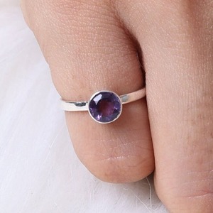 Anillo de piedras preciosas de amatista de Plata de Ley 925, joyería hecha a mano, anillo de estilo bohemio de plata, joyería para mujer, regalo de boda para esposa - Product Image 2