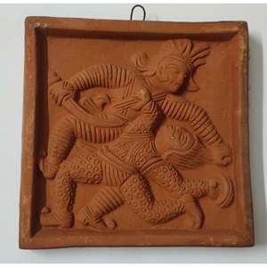 Artesanía Mukherjee, Obra de Arte Hecha a Mano de Lujo, Krishna Kansa Vadh de Terracota con Patrón Abstracto, Adorno para el Hogar, Oficina, Sala de Estar, Diwali - Product Image 3