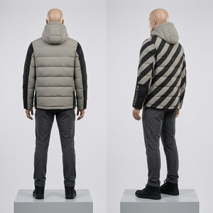 Chaqueta acolchada de invierno para hombre con capucha, diseño de bloques de color, cálida, con cremallera, para exteriores, OEM, ODM, venta al por mayor - Product Image 2