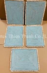 Mantel individual de ratán tejido a mano con borde de concha marina Mantel de mesa natural para decoración del hogar - Product Image 5