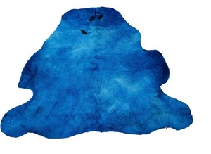 Tapis artisanal en cuir de vachette bleu délavé à l'acide, avec poils et feuille métallique, pour sacs, tapis et chaussures - Product Image 3