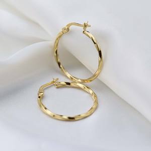 Pendientes de Aro de 25 mm con Diseño de Onda Único, Hechos a Mano, Venta al por Mayor, Joyería Turca de Plata de Ley 925 - Product Image 2