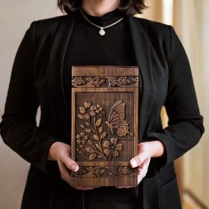 Urnas de cremación de madera grabadas con mariposa para cenizas humanas de 250 lbs-Funeral decorativo, urna funeraria para adultos femeninos y masculinos - Product Image 3