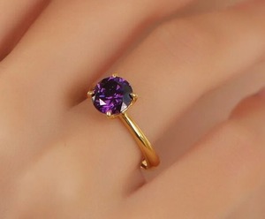 Anillo de Boda Vintage Hecho a Mano en Plata de Ley 925 con Baño de Oro de 18K, Diseño de Alas con Amatistas Naturales Indias para Bodas - Product Image 5
