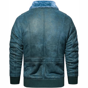 Veste en cuir pour homme, mode décontractée d'hiver, vente chaude, style motard, col montant, logo sur le devant, imperméable, coupe-vent, écologique - Product Image 5