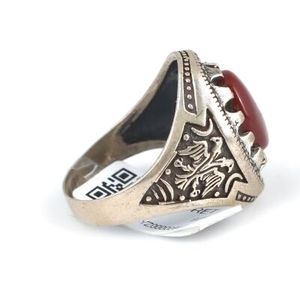 Bague pour homme en argent sterling 925 avec pierre d'agate naturelle, sertissage ovale, motif géométrique, bijoux fins pour un usage quotidien - Product Image 4