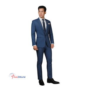 ชุดสูททำงานหรูของผู้ชายชุดงานแต่งทรงสลิมฟิตกระดุมแถวเดียว3ชิ้นขนแกะป้องกันไฟฟ้าสถิตย์ระบายอากาศได้จาก100% ผลิตจากเวียดนาม - Product Image 1