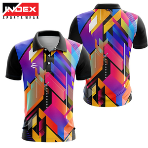 Camiseta de trabajo informal para hombre con logotipo frontal con estampado de sublimación de rayas coloridas-para atuendo de polos de golf - Product Image 1