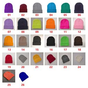 À la mode personnalisé froid Ski Melon casquette unisexe doux Stretch Skullcap hiver chaud solide plaine à revers laine tricoté bonnet casquette - Product Image 6