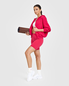 Vente chaude Berry Bloom femmes mi-poids fermeture éclair à capuche anti-rides et respirant sweats à capuche pour femme Gym sweat à capuche zippé - Product Image 5