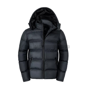 Blouson Homme 2026 à Capuche Col Montant Rembourré Respirant Coupe-Vent Remplissage Coton Design Personnalisé Couleur Personnalisée Fermeture Éclair Noire - Product Image 1