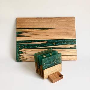 Ensemble de sous-verres à thé en bois naturel de style élégant avec de la résine époxy thé café boissons ensemble de sous-verres modernes de 4 pièces au meilleur prix - Product Image 4