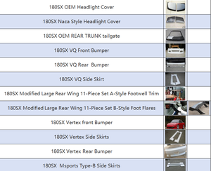 Per Nissan 180sx: Copertura Fari OEM, Portellone Posteriore, Minigonne Laterali, Paraurti Anteriore per Kit Carrozzeria Esterno S13 (Upgrade) - Product Image 3