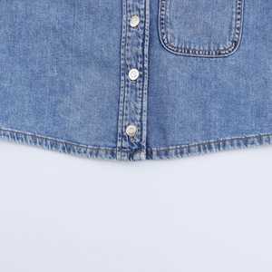 Za Femme Vêtements Poche Courte Denim Chemise Femme Manches Longues Plus Jeans Costume - Product Image 4