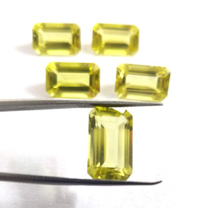Alto 8,64 Cts Corte Esmeralda Limón Cuarzo 16x10mm Genuino Limón Topacio Rectángulo Corte Piedras preciosas Certificado IGI Joyería Facetada - Product Image 2
