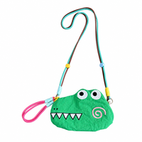 Sac à bandoulière pour téléphone portable en forme de crocodile de dessin animé, pochette à double sangle pour usage quotidien
