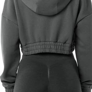 Sudadera con capucha recortada con cremallera completa para mujer, algodón, poliéster, diseño clásico, hombros caídos, ropa de invierno personalizable, Top para mujer - Product Image 5