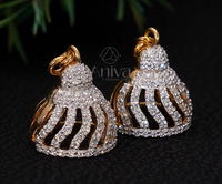 Boucles d'oreilles Jhumki en or jaune 14 carats, serties de diamants naturels, motif dôme ajouré, certifiées IGI, style ethnique, pour fiançailles