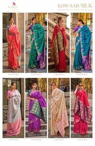 Saree de seda Banarasi suave de calidad superior para mujer, borde tejido de plata pura Zari Heavy Pallu Zari para fiestas formales - Product Image 6
