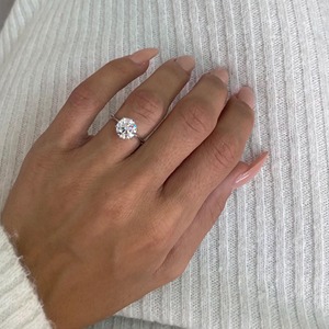 Anillo de Compromiso con Diamante Cultivado en Laboratorio de Corte Redondo de 3 Quilates, Solitario de 6 Puntas, Oro Blanco de 18k, Certificado IGI, F VVS1 VVS2 - Product Image 4