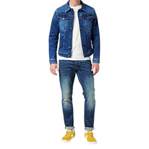 Veste en jean décontractée slim bleu foncé de haute qualité pour homme, design personnalisé, écologique, respirante, coupe-vent, douce, extensible, la meilleure - Product Image 1