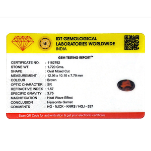 Hessonita (Gomed) de 8.6 Quilates, Gema Mineral Natural, Corte Oval Facetado, Color Naranja, Calibrada, Gema Suelta - Product Image 4