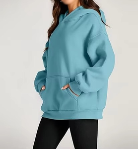 เสื้อฮู้ดสวมหัวแบบธรรมดาสำหรับผู้หญิงเสื้อฮู้ดผ้าฟลีซกันหนาวคุณภาพสูง OEM/ODM มีให้เลือก2ชิ้น - Product Image 3