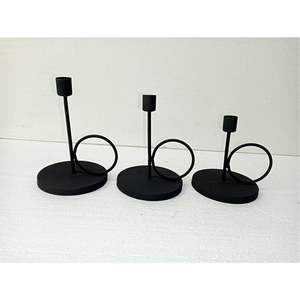 Ensemble de 3 bougeoirs coniques en métal noir mat, style nordique minimaliste, en fer, pour centre de table, mariage, décoration intérieure - Product Image 1