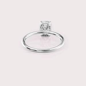IGI Certified Cushion Cut Lab Grown Diamond Engagement-Wedding Ring with Hidden Halo and Pave Band in <b>Solid</b> 925 Sterling <b>Silver</b> - Product Image 4