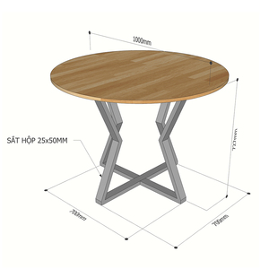 Mesa de Conferencia Redonda Contemporánea BH68004 de Madera Contrachapada Recubierta de Melamina con Patas de Hierro para Oficina u Hotel - Product Image 5