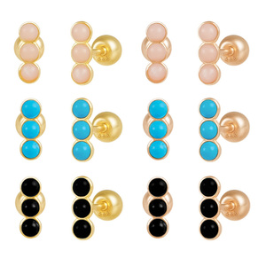 ต่างหูสตั๊ดเม็ดกลมพลอยเพทายทรงลูกบาศก์14K สีทองสำหรับผู้หญิงทันสมัยเครื่องประดับเจาะแบบโรแมนติกขายส่งแบบยอดเยี่ยม - Product Image 2