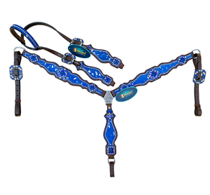 Ensemble de harnais de cheval western en cuir véritable de qualité supérieure, têtière et plastron, directement du fournisseur pour les selles western - Product Image 1