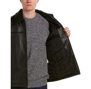Chaquetas de béisbol con mangas de cuero negro abotonadas personalizadas para hombre, chaqueta Bomber universitaria de talla grande, temporada de invierno de lona de algodón 100% - Product Image 3