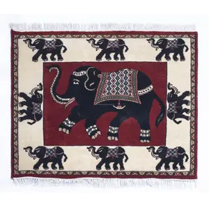 Высококачественные современные коврики ручной работы со слонами, шерстяные ковры от индийского экспортера и производителя с вышивкой