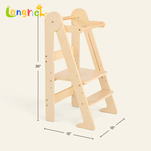 Aide de cuisine <span class=keywords><strong>Montessori</strong></span> pour enfants, échelle à marches en bois, hauteur réglable, tabouret d'activité pour tout-petits - Product Image 3