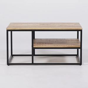 Table basse en bois au design moderne avec plateau inférieur et cadre en métal - Product Image 2