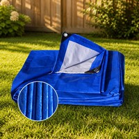 Bâche de piscine hors sol robuste bleue en PE, imperméable, résistante au vent et aux UV pour l'hiver et l'extérieur