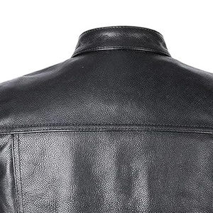 Gilet d'hiver pour homme en cuir véritable, style cowboy/western, coupe moderne, design superposé élégant, imperméable et respirant - Product Image 5