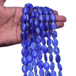 Cadena de Piedras Preciosas de Ónix Azul Natural en Forma Ovalada con 23 Cuentas de 13x18mm, Marca Chakralume, para la Fabricación de Joyas, Venta al Por Mayor de Moda - Product Image 3