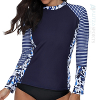 Tankini Wanita Lengan Panjang Custom, Bra Top Rash Guard Ramah Lingkungan, Bahan Ringan, Cepat Kering, Anti UV