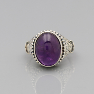 Anillo balinés de Plata de Ley 925 más vendido, juego de piedras preciosas de amatista ovalada grande con joyería fina de diamante para bodas - Product Image 2