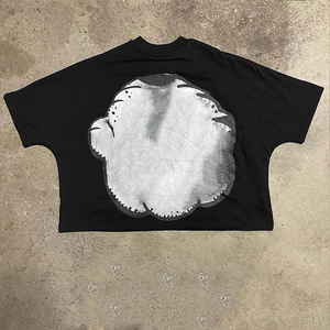 Nouveau fabricant T-shirt court de couleur noire, de coupe carrée, surdimensionné, à épaules tombantes - Product Image 2