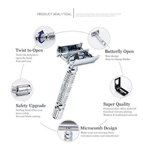 Offre Spéciale ANAAIF Rasoir en métal de conception supérieure Rasoirs de sécurité classiques à double tranchant de haute qualité - Product Image 4