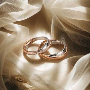Jeulia Bagues de mariage croisées bicolores plaquées or 14 carats pour couples - Product Image 3