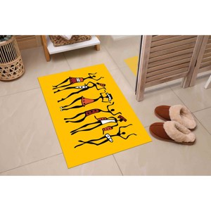 African Dancers <b>Rug</b>: Yellow Ethnic Decor, Non-Slip Carpet,<b>Chenille</b> <b>Rug</b> - Product Image 5