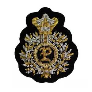 Custom Hand Embroidered Bullion Wire Blazer Badge Gold and <b>Silver</b> Premium Quality Nonwoven Felt Patch for Blazers Caps Jackets - Product Image 2