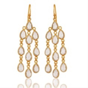 Boucles d'oreilles en forme de poire en argent Sterling 925 avec cristal et Quartz - Product Image 1